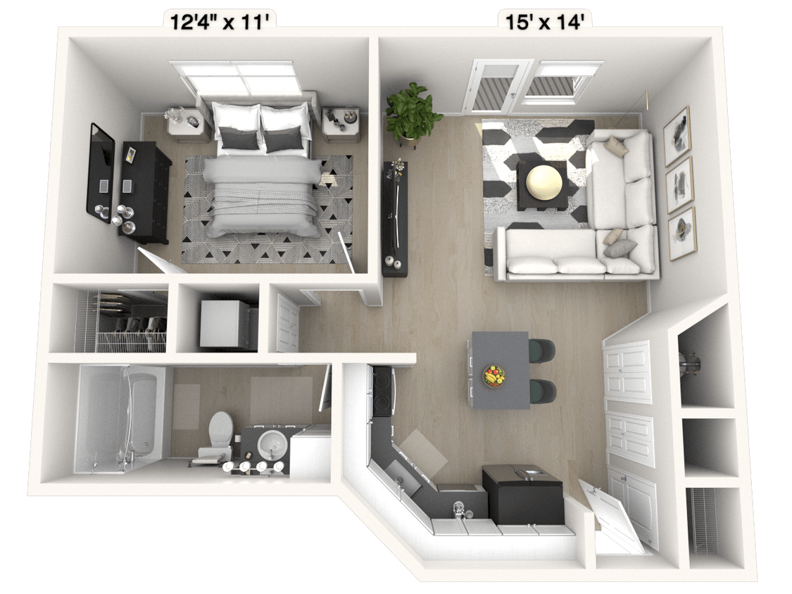 Floor Plan - The Executive 1 BR 1 BA