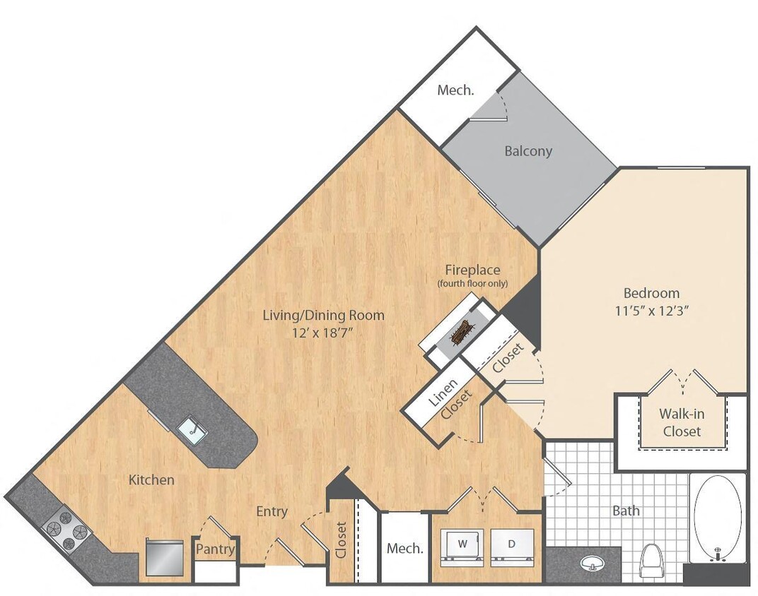 Floor Plan - 1 Bed/1 Bath-A2-A7