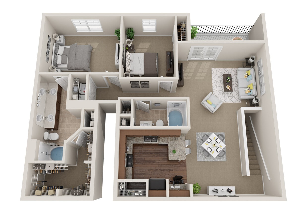 Floor Plan - 2BR 2BA (1528 SF)
