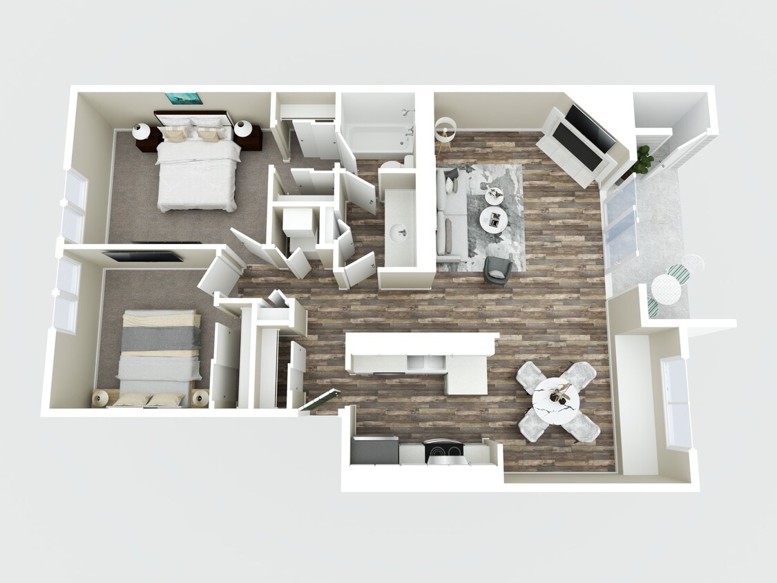 2B1B 3D FP - 2 bed 1 bath