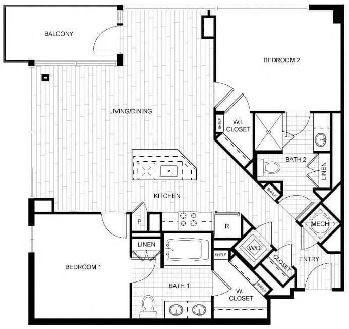 Floor Plan - 2 Bed/2 Bath-T_C02B