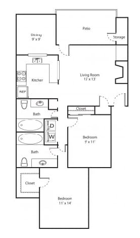 2BR/2BA - 2x2