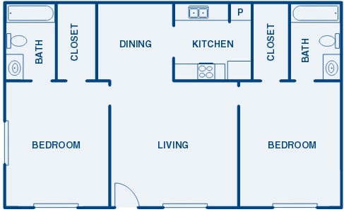 2BR/2BA - Plan B1
