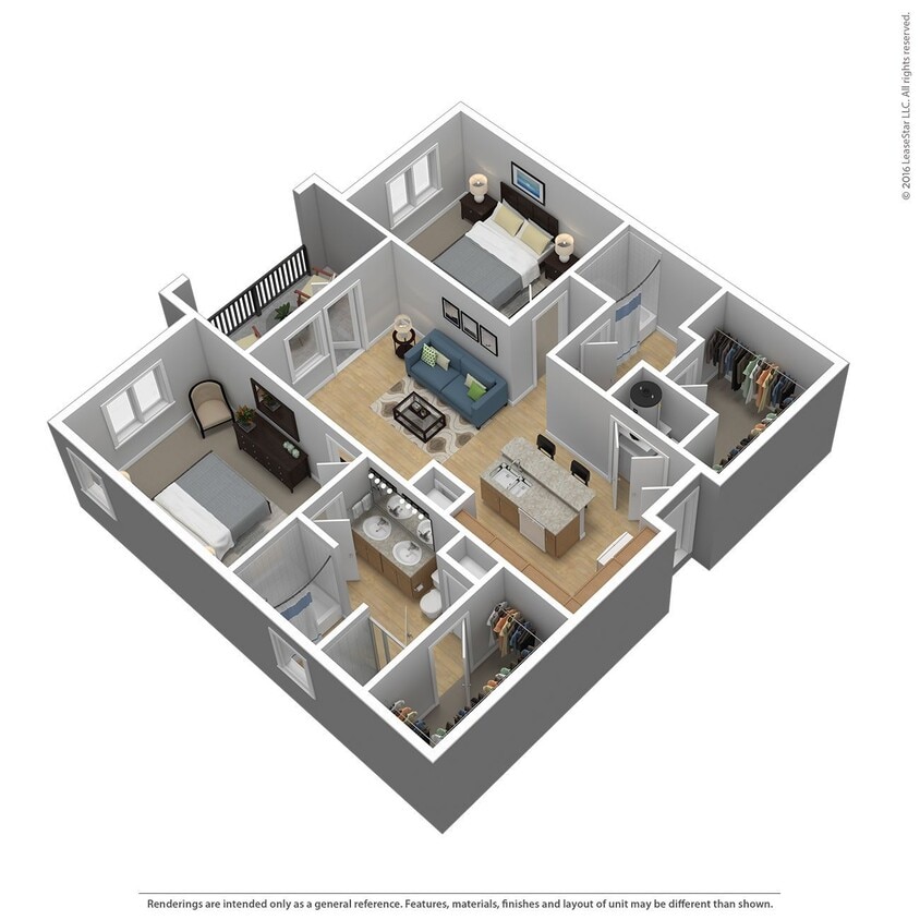 Floor Plan - 2 Bed 2 Bath 1313 SqFt (1211 Net)