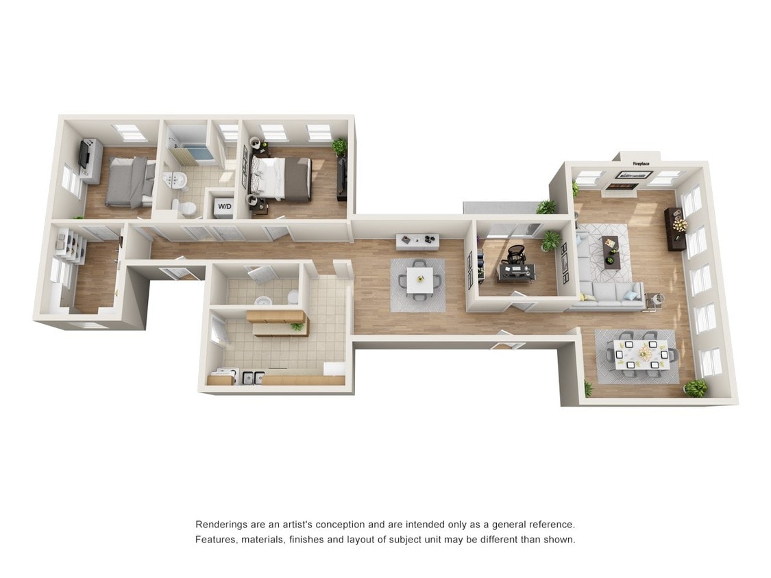 Floor Plan - Luxury, Oversized 2 BR+Den 2100 SQ/FT