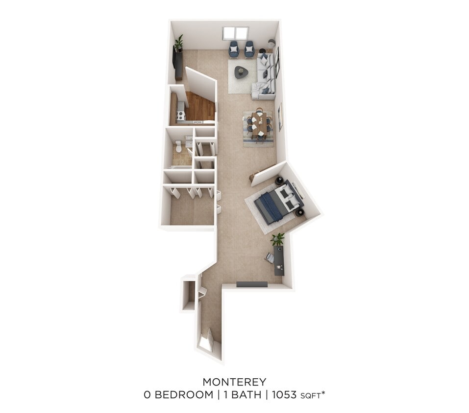 Floor Plan - Studio- 1,053 sqft