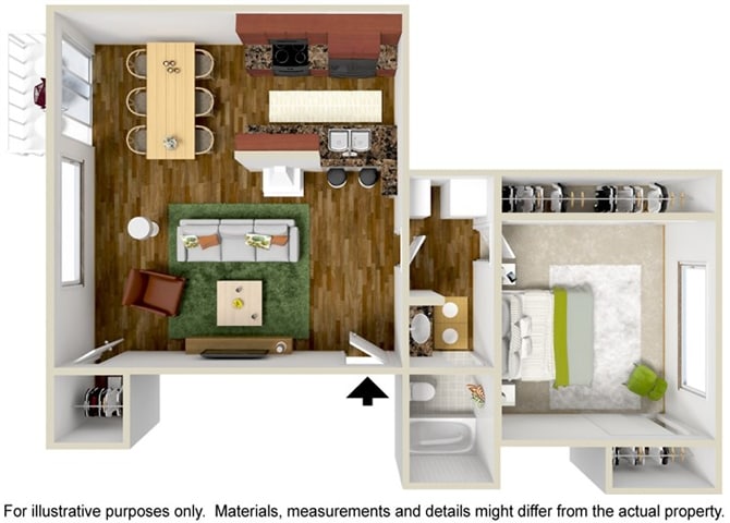 Floor Plan - 1 Bedroom 1 Bath