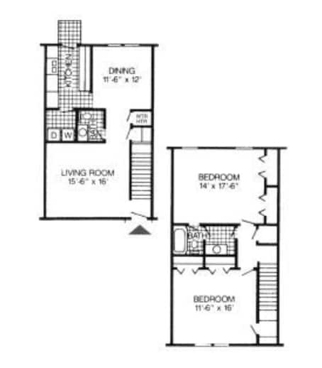 2BR/1.5BA - Two Bedroom 1.5 Bath TH