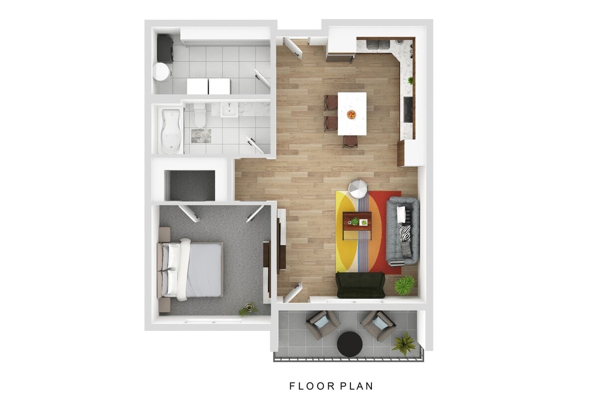 Floor Plan - 1 Bedroom 1 Bathroom Apartment
