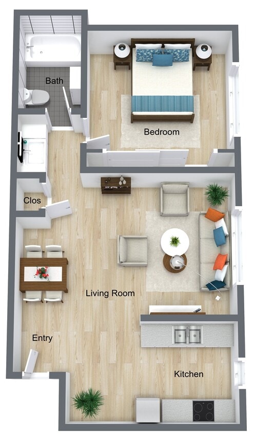 1 Bedroom 1 Bath - 1x1