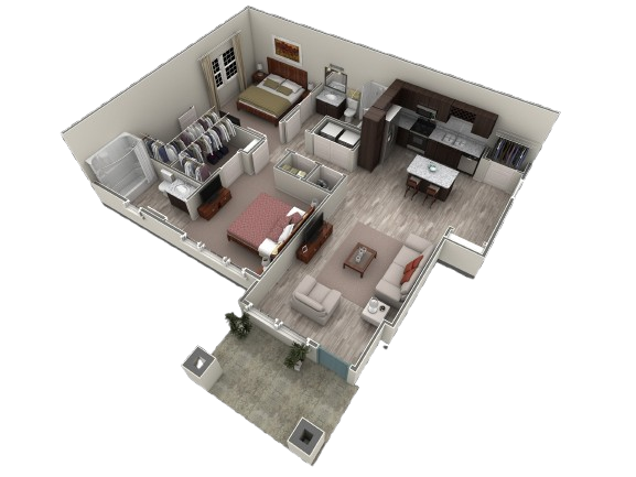 Floor Plan - 2 BR Designer Courtyard Garage