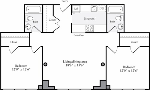 Floor Plan - The Lofts 2 Bedrooms X