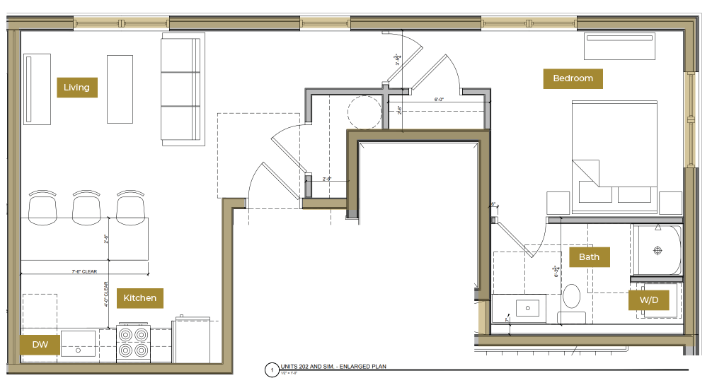 Floor Plan - 1 Bedroom Floor Plan D | Lofts North