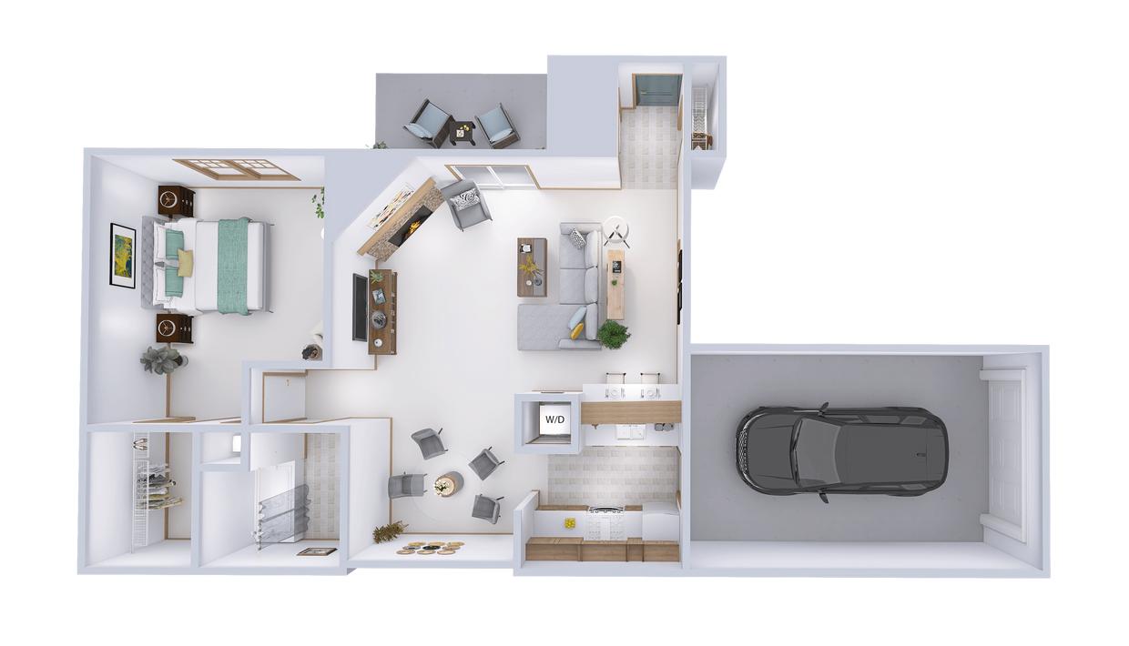 Floor Plan - 1 Bed, 1 Bath Lower (A)