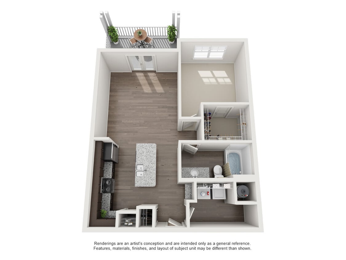 Floor Plan - 1 Bedroom/1 Bath-799 Sq Ft