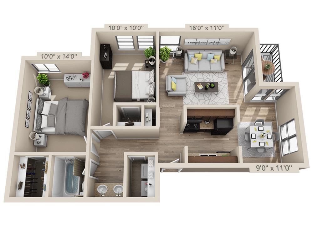Floor Plan - Two Bedroom B1RW