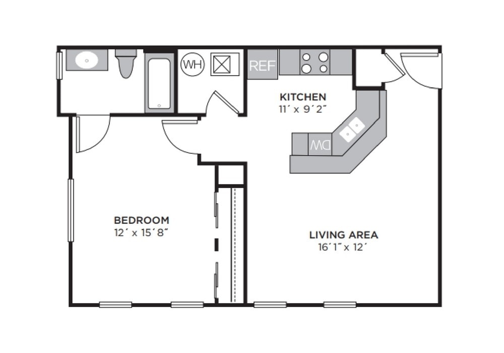Hamburg-Farms-Apartments-REGENCY-1-FLAT.jpg - A1 Regency - 1 Bedroom, 1 Bathroom