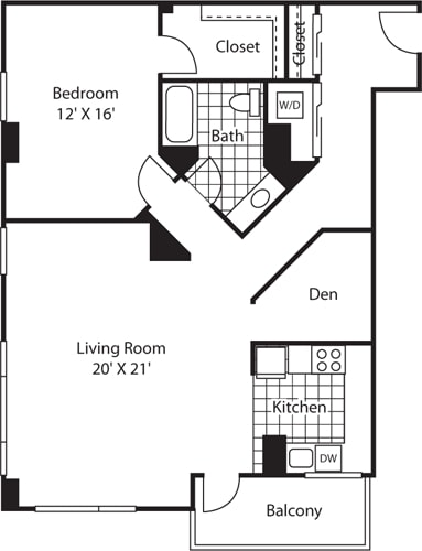 Floor Plan - One Bedroom 1146