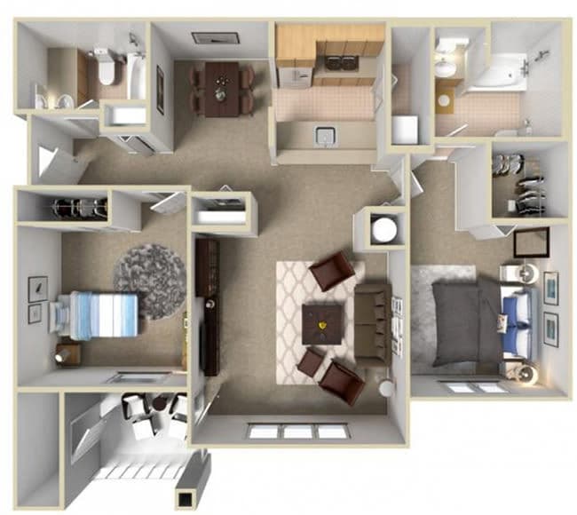 Floor Plan - 2 Bed 2 Baths