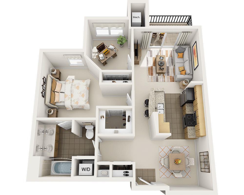 Floor Plan - One Bedroom with Den A1ED