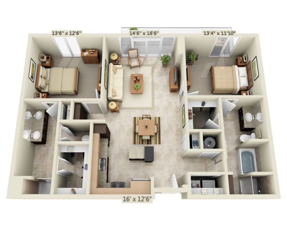 Floor Plan - Two Bedroom B2G