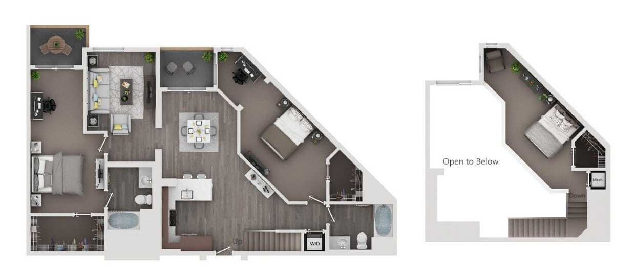 Floor Plan - 2/2 w/ Loft + Den Large