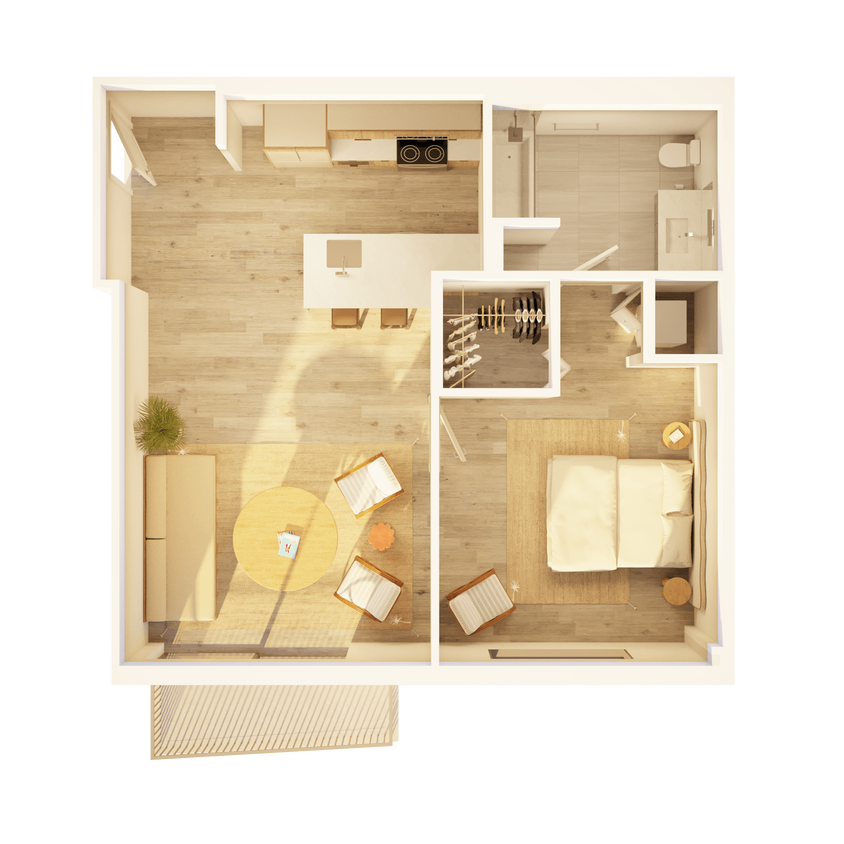 Floor Plan - West 1 BR Balcony City