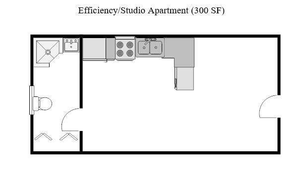 Floor Plan - 0 Bedroom, 1 Bathroom
