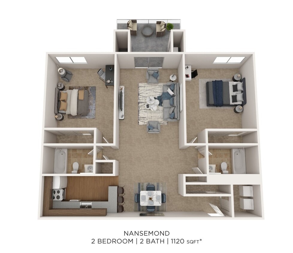 Floor Plan - Two Bedroom 2 Bath