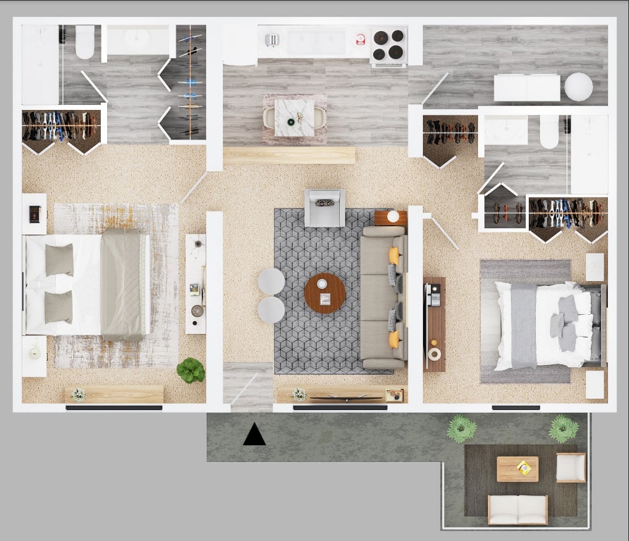 Floor Plan - Two Bedroom Two Bath with Master Bedroom Apartment
