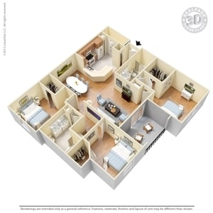 3BR/2BA - 3 Bed 2 Bath 1444 SqFt (1348 Net)