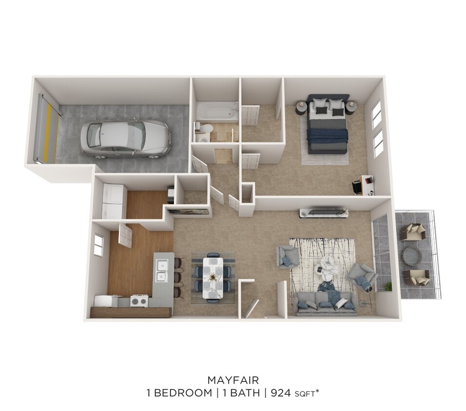 Floor Plan - One Bedroom Townhome