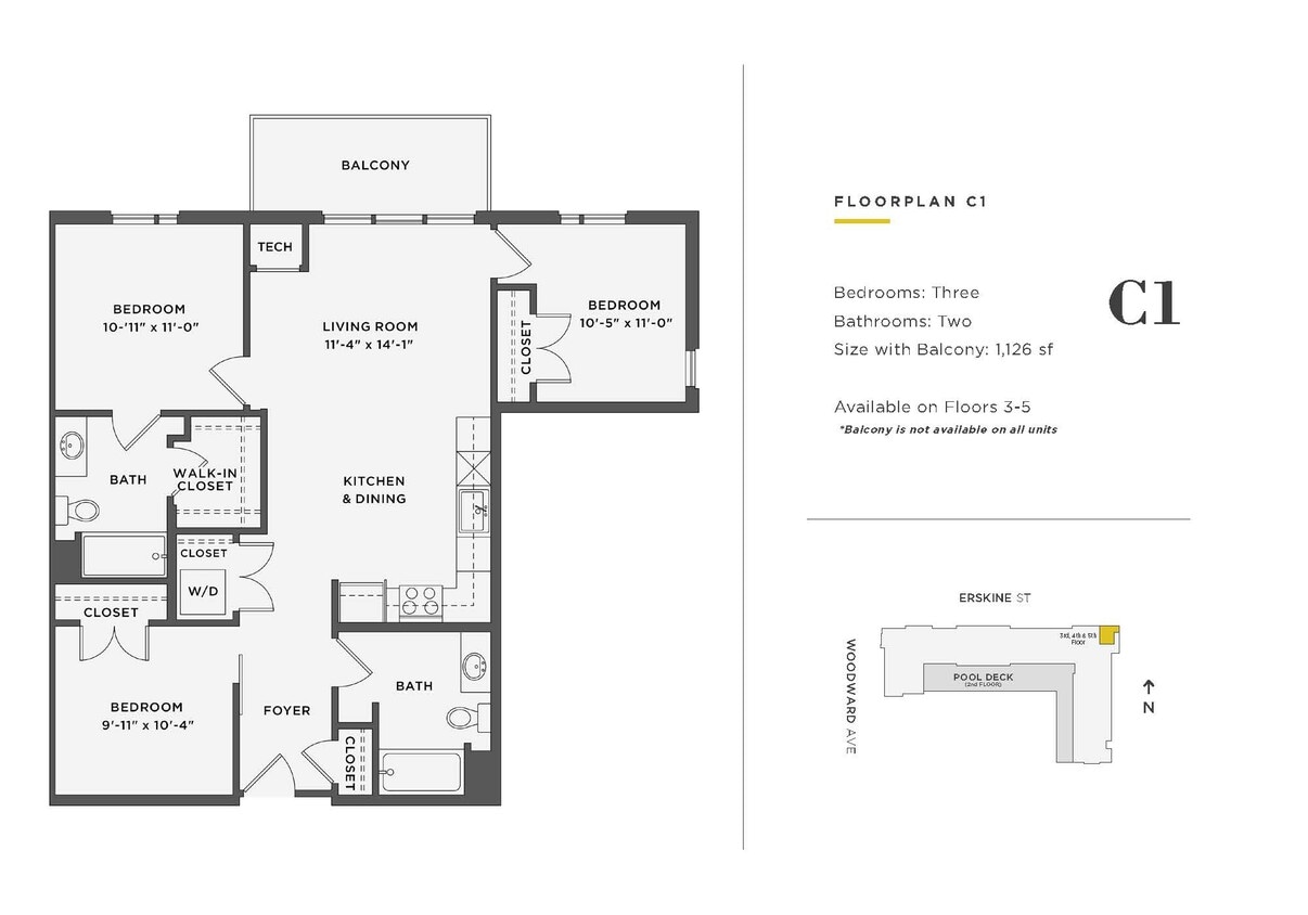 Floor Plan - 3 Bedroom Unit - C1