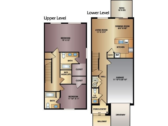Creek 2x2.5 Floor Plan | Thorneberry | Pleasant Grove Apartments - Creek