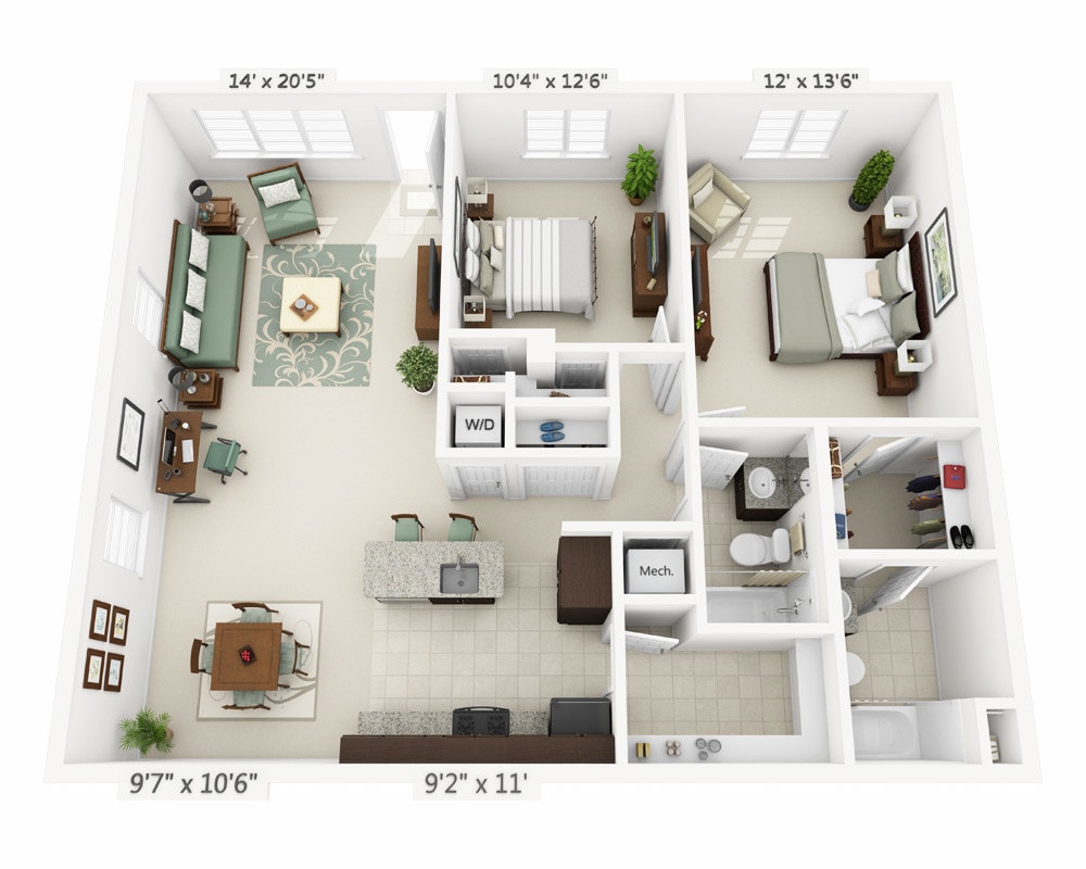 Floor Plan - Two Bedroom B2B