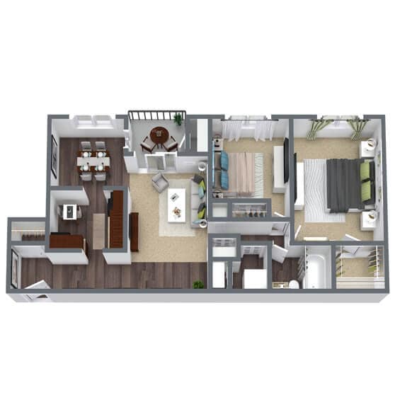 Floor Plan - 2 Bed - 1 Bath (Renovated)
