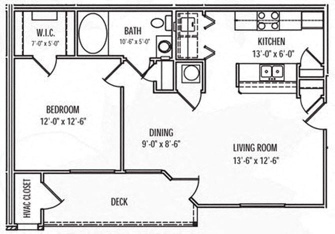Floor Plan - 1 Bedroom 1 Bath