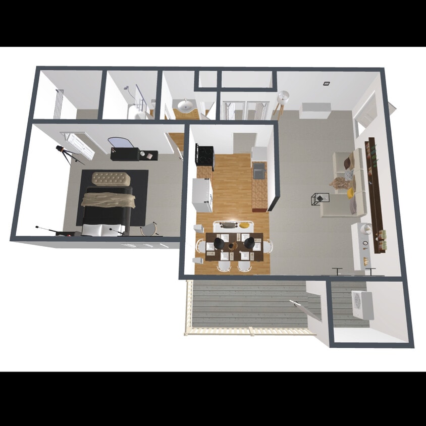 C Floor Plan - 1 Bedroom, 1 Bath - C-C