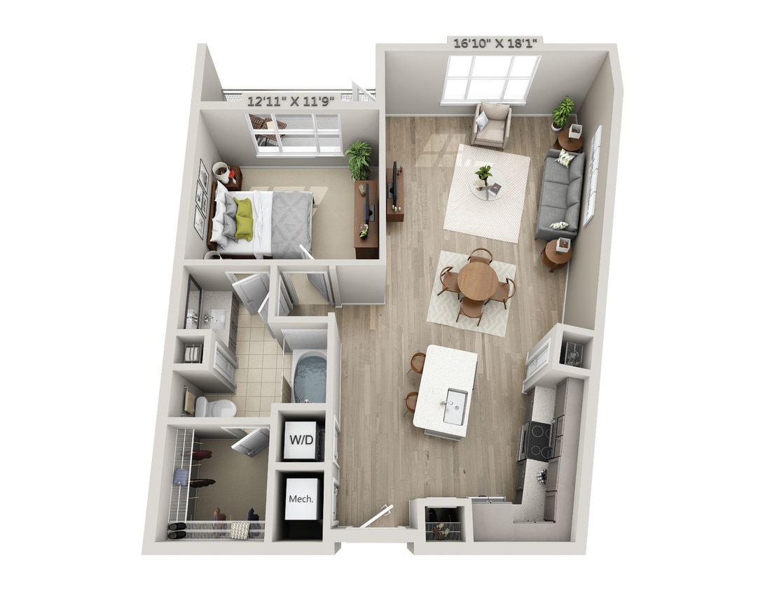 Floor Plan - B5 1 Bedroom 1 Bath
