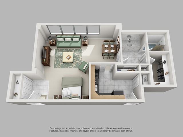 Floor Plan - Studio, 1 Bath 701 SF 01A