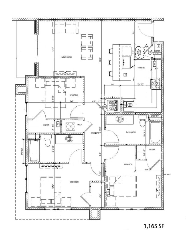 Floor Plan - 3 Bed, 2 Bath