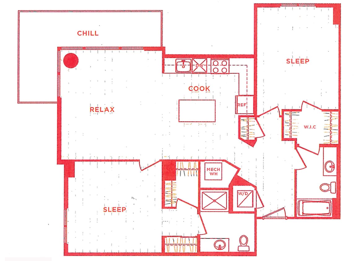Floor Plan - 2 Bed/2 Bath s-b11
