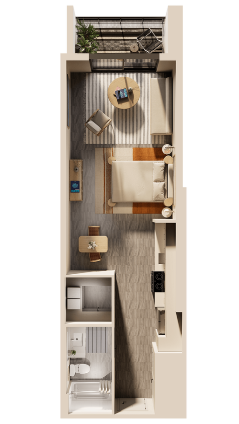 Floor Plan - East Studio Balcony on Promenade A