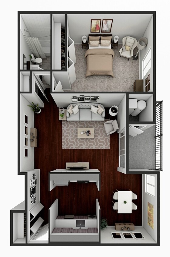 Floor Plan - 1 Bed 1 Bath