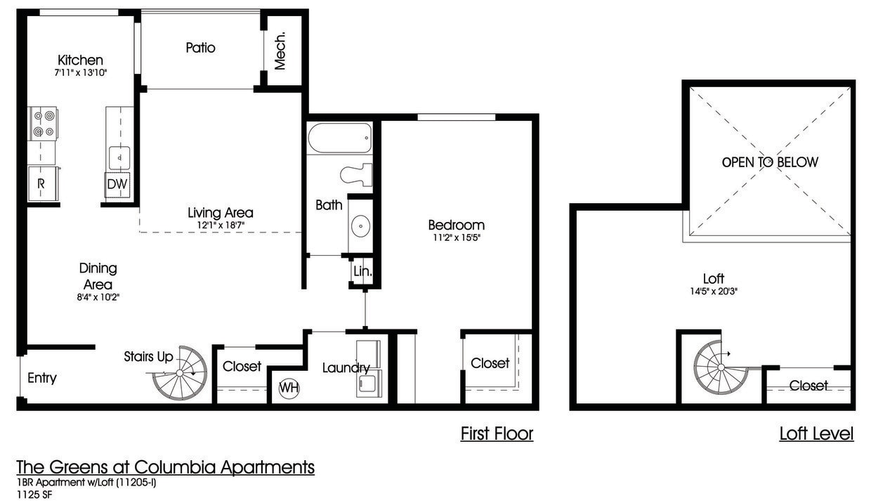 Floor Plan - 1BR 1BA (1125sf)