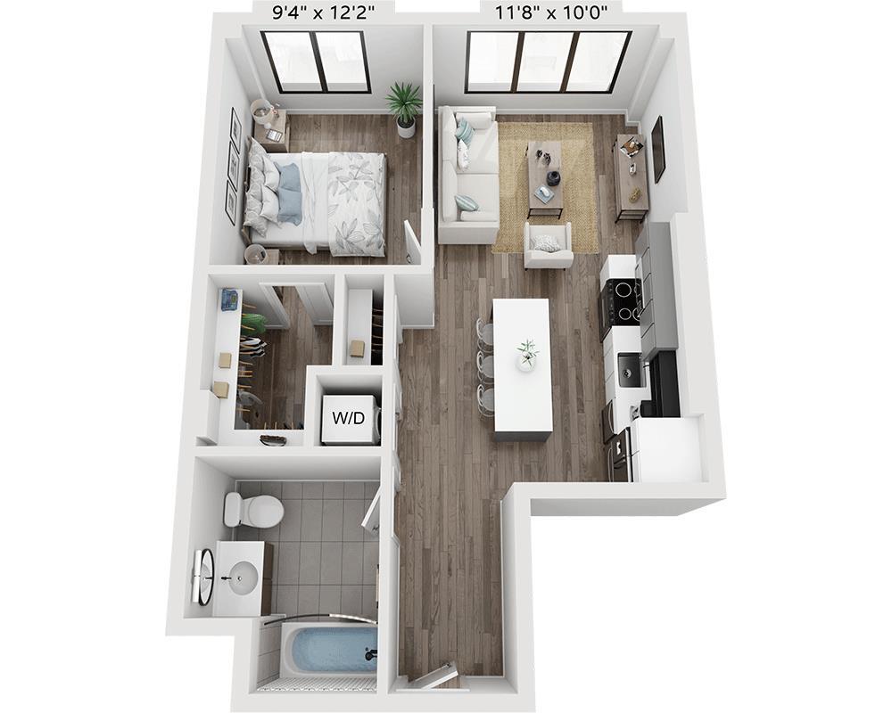 Floor Plan - One Bedroom A1J