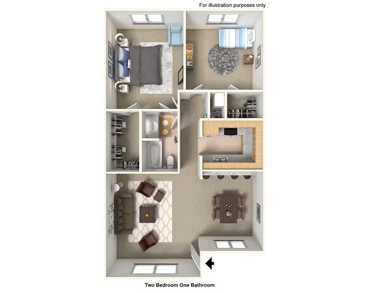 Floor Plan - 2 bed 1 bath