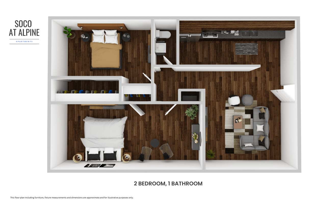 Floor Plan - 2 bedroom 1 bathroom