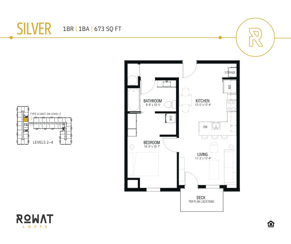 Floor Plan - 1 Bedroom 1 Bathroom - Steel