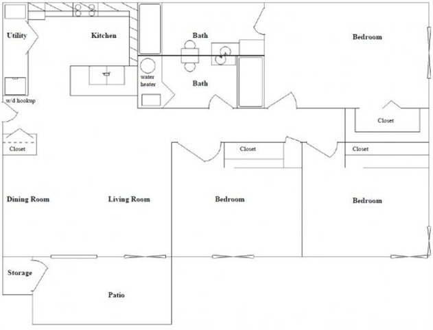 Floor Plan - 3BR x 2BA Classic